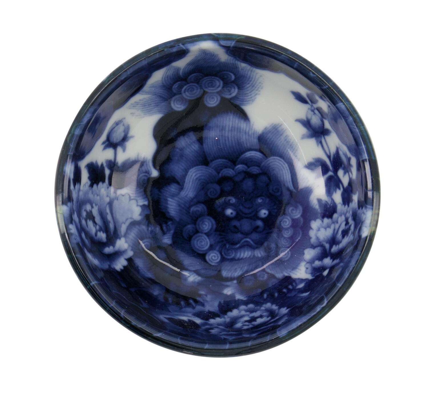 Japonism Lion skål, blå/hvid - 95 ml